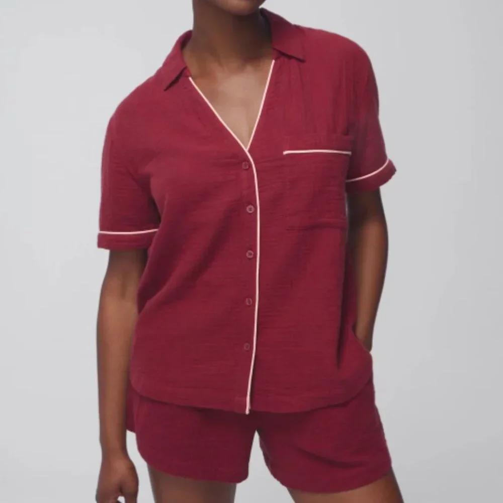 NWT Soma Cotton Gauze Short-Sleeve Pajama Set - Picture 7 of 12